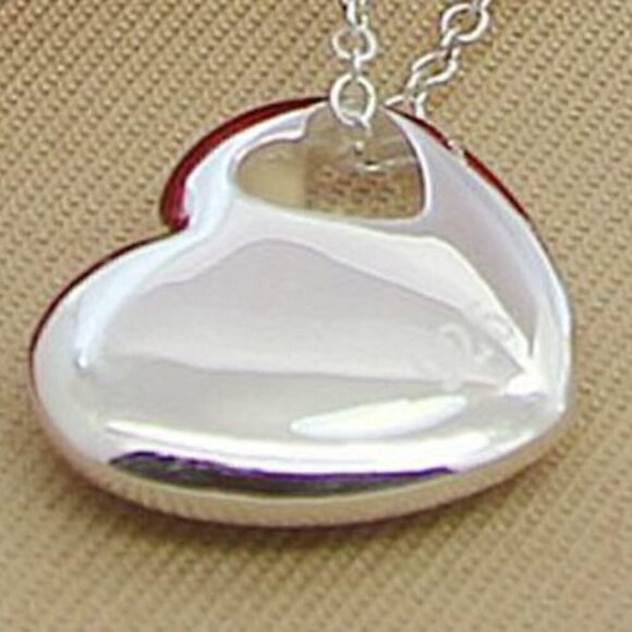 Sterling Silver Heart Within A Heart Necklace - Picture 2 of 4